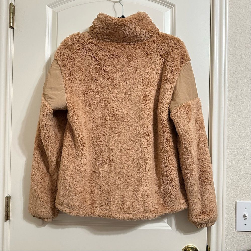 VICTORIA’S‎ SECRET PINK FLEECE TEDDY HALF ZIP OVERSIZED PULLOVER SWEATER NWT TAN - Picture 11 of 13